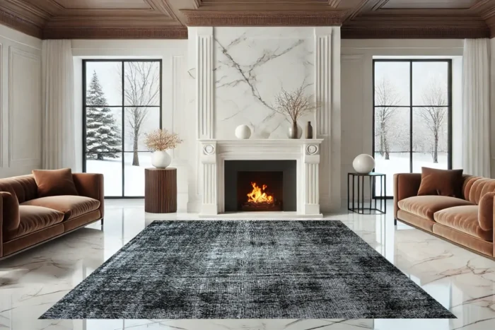 Obsidian Elegance Washable Rug