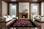 Midnight Rose Symphony Washable Rug