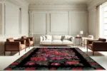 Midnight Rose Symphony Washable Rug