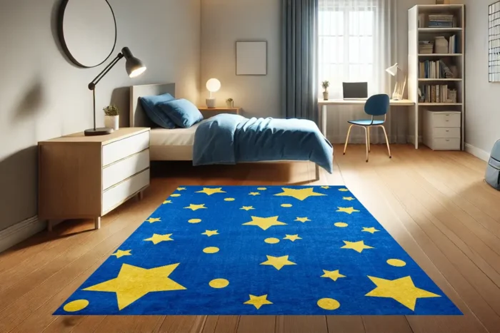 Golden Starry Night Washable Rug