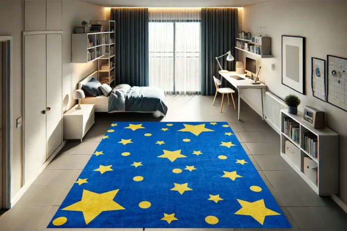 Golden Starry Night Washable Rug