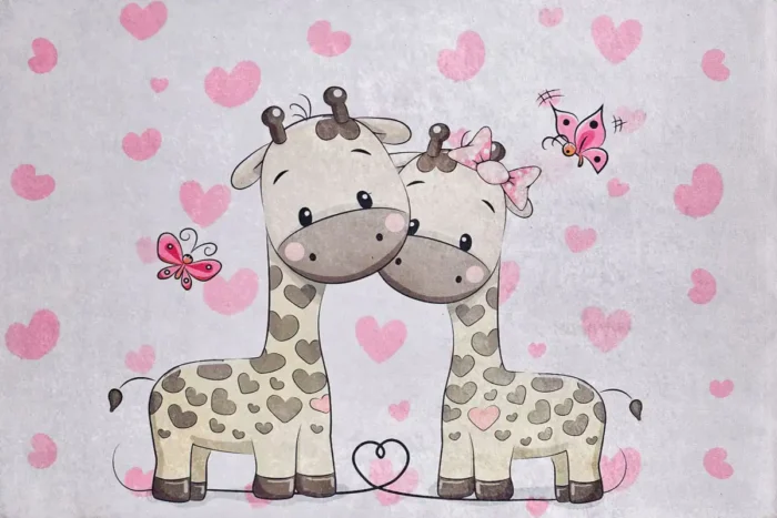 Giraffe Love Washable Rug