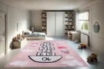 Pink Pirouette Hopscotch Washable Rug