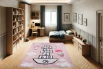 Pink Pirouette Hopscotch Washable Rug