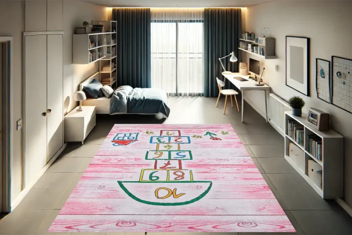 Playful Hopscotch Steps Washable Rug