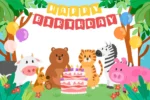 Jungle Birthday Bash Washable Rug