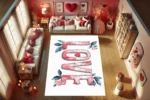 Watercolor Love Washable Rug