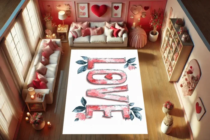 Watercolor Love Washable Rug