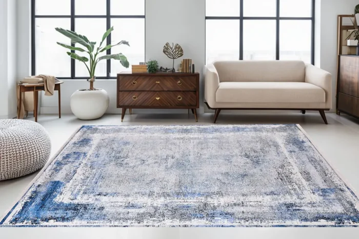 Frosted Azure Washable Rug