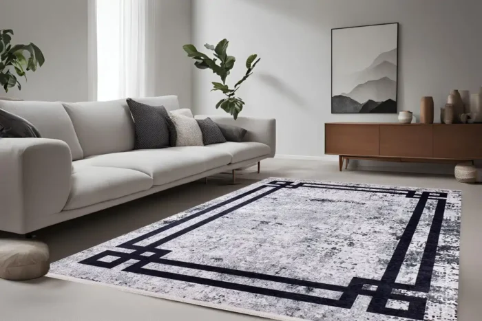 Geometric Modern Border Washable Rug