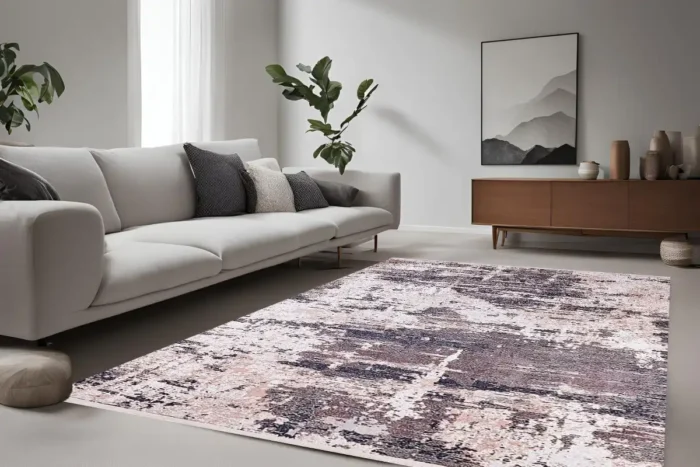 Distressed Abstract Washable Rug