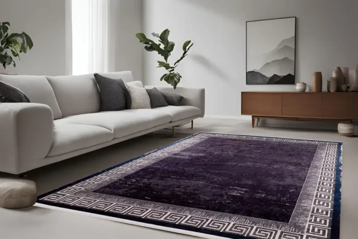 Luxurious Greek Key Border Washable Rug