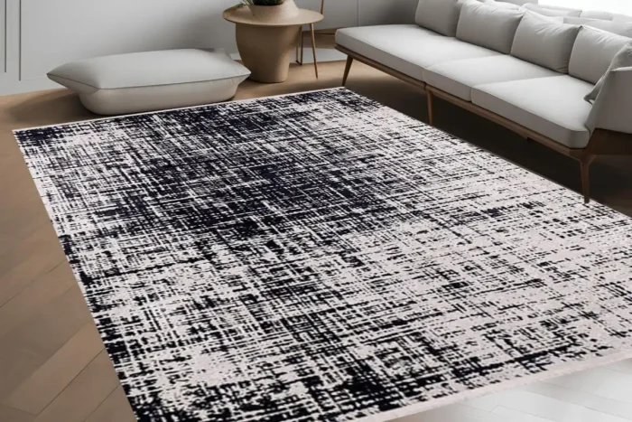 Monochrome Grid Texture Washable Rug