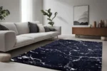 Midnight Marble Elegance Washable Rug