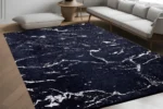 Midnight Marble Elegance Washable Rug