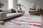 Crimson Splash Abstract Washable Rug