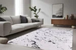 Black & White Marble Washable Rug