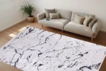 Black & White Marble Washable Rug