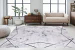 Marble Geometry Washable Rug