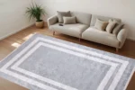 Modern Minimalist Grey Washable Rug