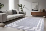 Modern Minimalist Gray Area Rug Washable Rug