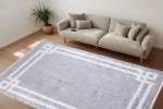 Modern Minimalist Gray Area Rug Washable Rug