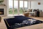 Golden Flora Noir Washable Rug