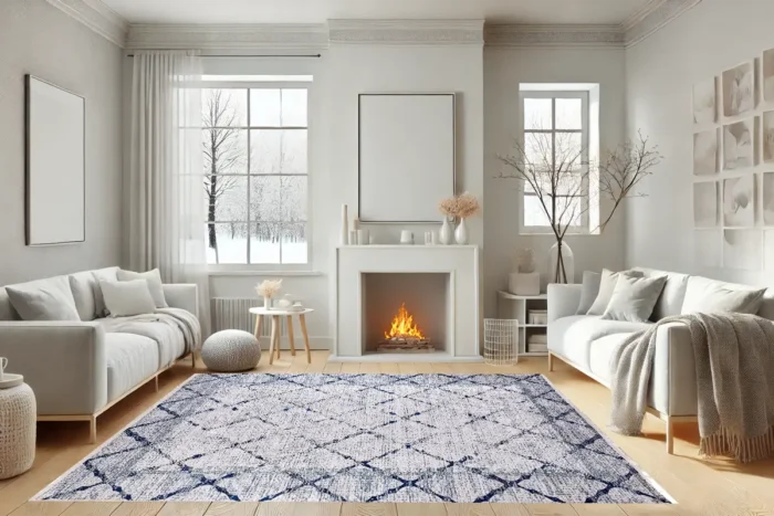 Indigo Lattice Washable Rug