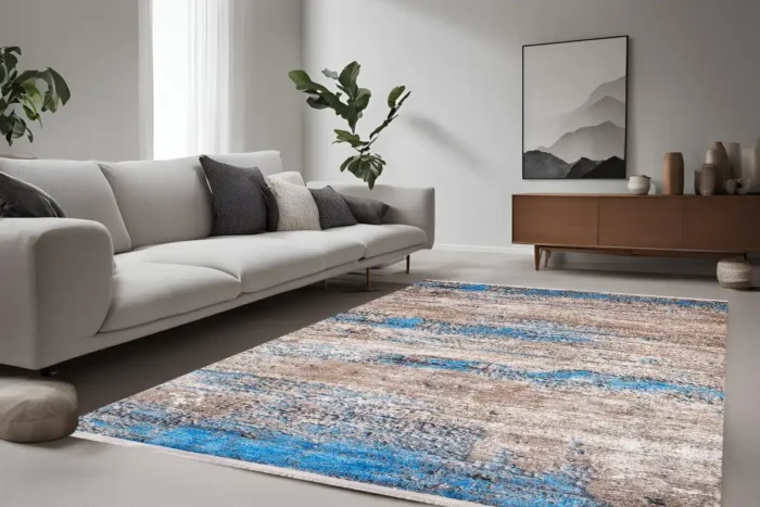 Rustic Azure Washable Rug