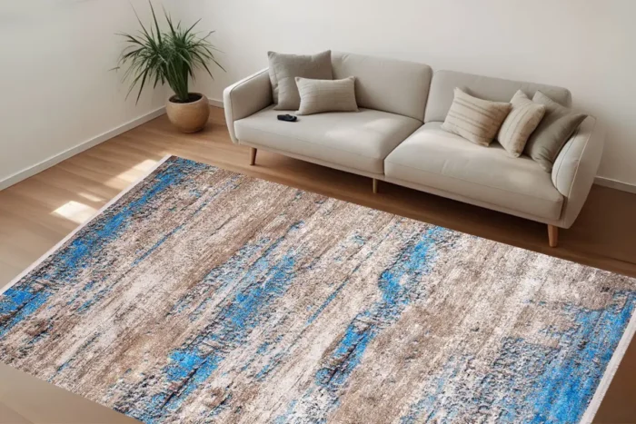 Rustic Azure Washable Rug