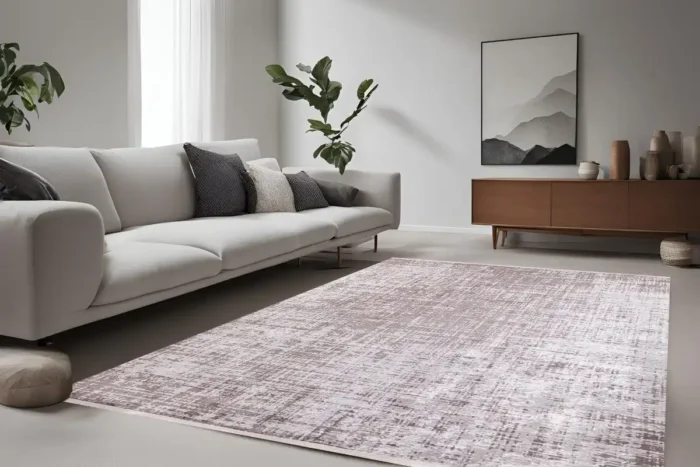 Contemporary Neutral Textured Washable Rug