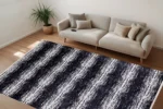 Monochrome Striped Abstract Washable Rug