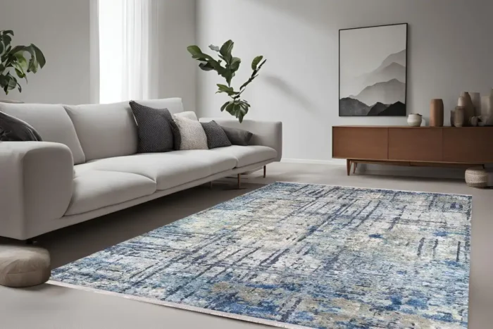 Modern Abstract Plaid Washable Rug