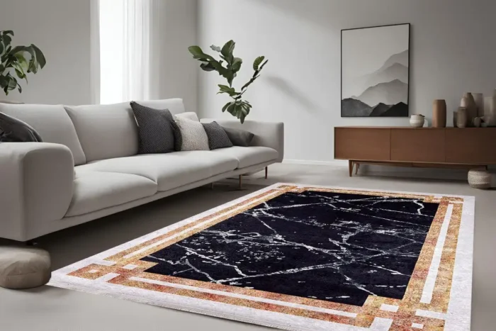 Luxury Marble Design Area Washable Rug