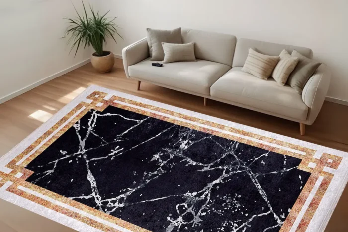 Luxury Marble Design Area Washable Rug