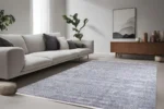 Minimalist Textured Gray Area Washable Rug