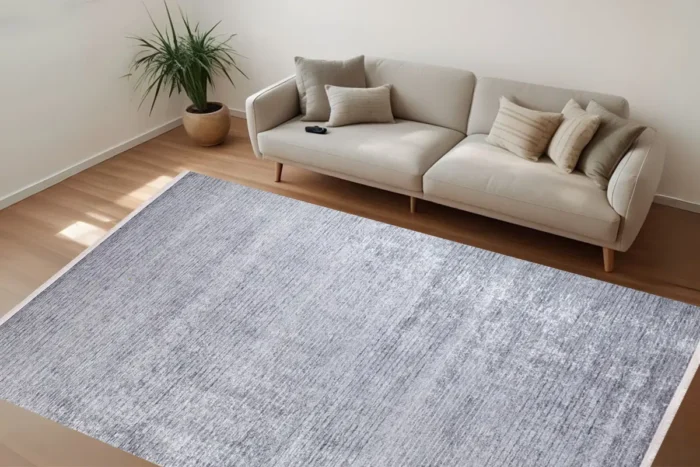 Minimalist Textured Gray Area Washable Rug