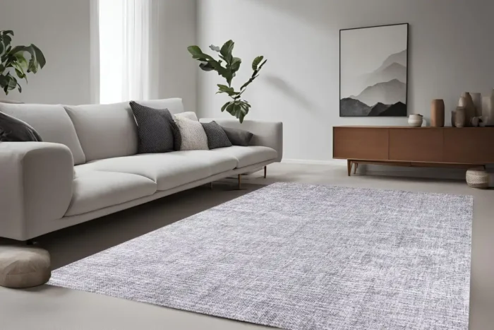 Modern Minimalist Grey Area Washable Rug