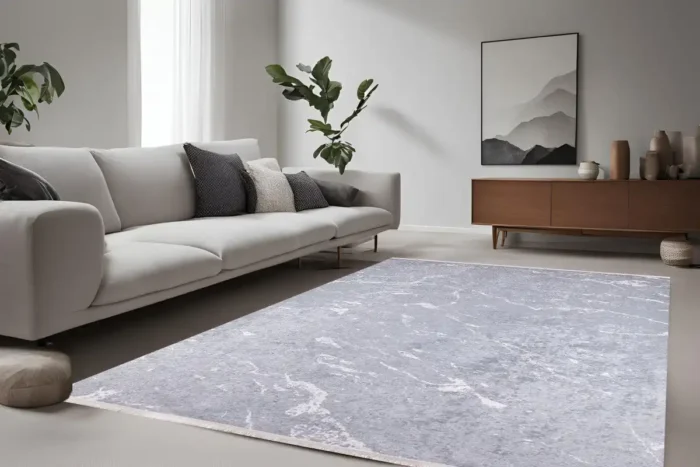 Marble-Inspired Grey Area Washable Rug