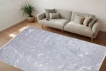 Marble-Inspired Grey Area Washable Rug