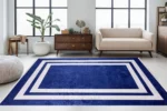 Royal Blue Modern Washable Rug