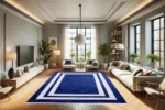 Royal Blue Modern Washable Rug