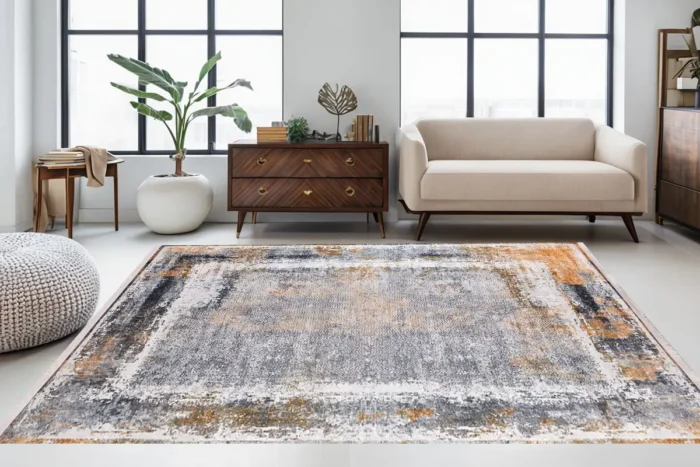 Modern Distressed Abstract Area Washable Rug