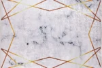 Geometric Marble Effect Area Washable Rug