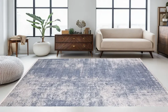 Serene Azure Washable Rug