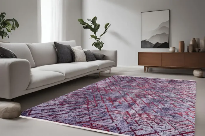 Crimson Grid Washable Rug