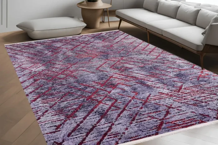 Crimson Grid Washable Rug