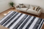 Monochrome Tribal Stripe Washable Rug