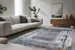 Urban Distressed Frame Washable Rug