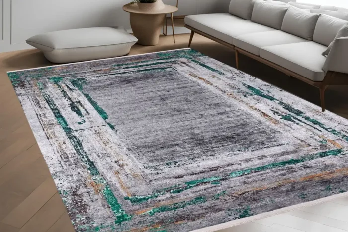 Urban Distressed Frame Washable Rug